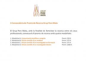 II Convocatria de Premis de Recerca del Grup Pere Mata